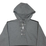 PUMA Womens Grey Crop Hoodie L Lace Up Drawstring Athletic