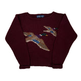 Mallard Ralph Lauren Heavy Hand Knit Sweater - Large Burgundy Wool