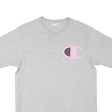 CHAMPION Womens Grey Pink Logo Graphic T-Shirt L Short Sleeve Crew Neck