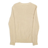 CALVIN KLEIN JEANS Womens Beige Plain Cotton Basic Knit Jumper M Soft Comfort