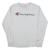 CHAMPION Mens Grey Long Sleeve Crew Neck Signature Logo T-Shirt M