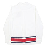 TOMMY HILFIGER Womens White Red & Navy H Logo Cotton Shirt M Long Sleeve Button