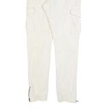 INDICODE Mens Slim White Cotton Blend Cargo Trousers W34 L32 Zip Closure