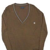 SIR RAYMOND TAILOR Mens Brown Patterned V-Neck Regular Fit Jumper M Cotton Blend