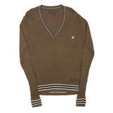 SIR RAYMOND TAILOR Mens Brown Patterned V-Neck Regular Fit Jumper M Cotton Blend