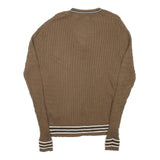 SIR RAYMOND TAILOR Mens Brown Patterned V-Neck Regular Fit Jumper M Cotton Blend