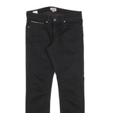 TOMMY HILFIGER Mens Jeans Black Slim Skinny Denim W32 L32 Classic Zip Cotton