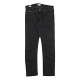 TOMMY HILFIGER Mens Jeans Black Slim Skinny Denim W32 L32 Classic Zip Cotton
