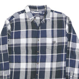 CHAPS Mens Blue & Grey Cotton Blend Check Shirt XL Casual Long Sleeve Button