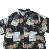PURITAN Mens Black & Blue Hawaiian Shirt XL Cotton Blend Casual Summer