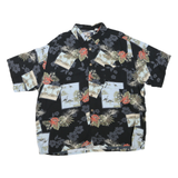 PURITAN Mens Black & Blue Hawaiian Shirt XL Cotton Blend Casual Summer