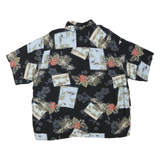 PURITAN Mens Black & Blue Hawaiian Shirt XL Cotton Blend Casual Summer