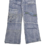 QIAN SE LONG Womens Relaxed Blue Denim Light Jeans W24 L28 Patchwork Zip