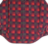 CHAMPION Womens Red Burgundy Check Shirt UK 12 Long Sleeve Button Closure Casual