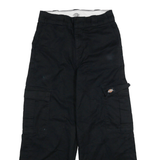 DICKIES Womens Black Relaxed Wide-Leg Trousers W26 L29 Cotton Blend Cargo