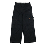 DICKIES Womens Black Relaxed Wide-Leg Trousers W26 L29 Cotton Blend Cargo