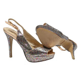 SCHUTZ Glitter Platform Womens Strappy High Heels Synthetic UK 7 Stylish Glamour