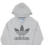 ADIDAS Mens Grey Hoodie S Cotton Pullover Logo Sweatshirt Lightweight