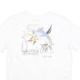 NAUTICA Mens White Graphic T-Shirt M Short Sleeve Crew Neck Cotton Blend Casual