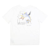 NAUTICA Mens White Graphic T-Shirt M Short Sleeve Crew Neck Cotton Blend Casual