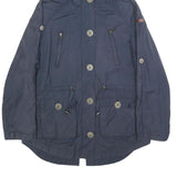 DIESEL Womens Blue Cotton Blend Hooded Button Jacket M Casual Functional