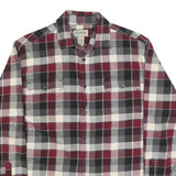 ST JOHNS BAY Mens Red Black & Cream Check Shirt L Cotton Flannel Long Sleeve