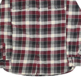 ST JOHNS BAY Mens Red Black & Cream Check Shirt L Cotton Flannel Long Sleeve