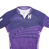 BIORACER SPEEDWEAR Mens Purple Cycling T-Shirt M Short Sleeve Zip Neck Graphic