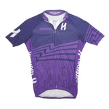 BIORACER SPEEDWEAR Mens Purple Cycling T-Shirt M Short Sleeve Zip Neck Graphic