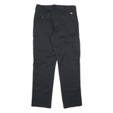 DICKIES Mens Cotton Blend Black Slim Straight Trousers W32 L29 Workwear Zip