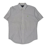 Ralph Lauren Striped Short Sleeve Shirt - Large Blue Cotton