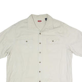 WRANGLER Mens Cream Short Sleeve Cotton Blend Shirt XL Button Pocket Casual