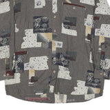 Mens Brown Abstract Pattern Cotton Blend Shirt XL Casual Long Sleeve Button