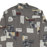 Mens Brown Abstract Pattern Cotton Blend Shirt XL Casual Long Sleeve Button