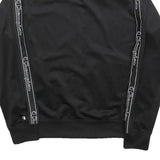 CHAMPION Mens Black Zip Track Jacket L Polyester Blend Logo Tape Casual