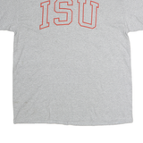 MV SPORT Mens Grey XL Cotton Plain Short Sleeve Crew Neck T-Shirt ISU Logo