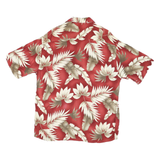 VAN HEUSEN Mens Red Cream Floral Hawaiian Shirt L Cotton Blend Casual Summer
