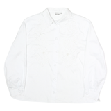 CHRIS LINE Womens White Printed Shirt Long Sleeve Collar L Button Front