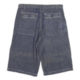 Womens Denim Blue Cotton Blend Casual Shorts XL W32 Large Pockets Relaxed Fit