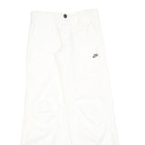 NIKE Girls Cotton Blend White Relaxed Wide-Leg Trousers W27 L30 Casual