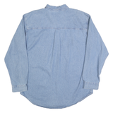 THE EDGE Mens Blue Button-Down Denim Shirt L Casual Cotton Blend Long Sleeve