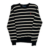 Polo By Ralph Lauren Striped Sweater - Large Black & White Cotton
