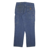 CARHARTT Mens Relaxed Blue Denim Jeans W34 L32 Workwear Zip Closure Durable