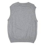 CHAPS Mens Grey Plain Pullover Cotton Blend V-Neck Jumper M Classic Style