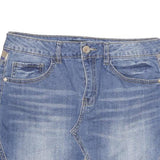 DOLLHOUSE Womens Blue Mini Denim Cotton Blend Skirt Plaid Inserts Size M Casual