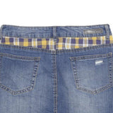 DOLLHOUSE Womens Blue Mini Denim Cotton Blend Skirt Plaid Inserts Size M Casual