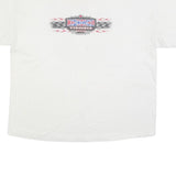 HANES Mens White Virginia Racing Graphic T-Shirt 2XL Short Sleeve Crew Neck