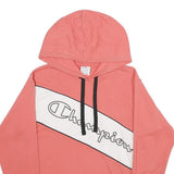 CHAMPION Womens Pink & White Colourblock Hoodie M Cotton Blend Casual Wear