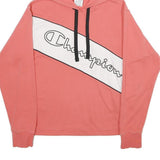 CHAMPION Womens Pink & White Colourblock Hoodie M Cotton Blend Casual Wear