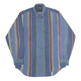 COLOURS Mens Blue Red Green Striped Shirt M Cotton Button-Down Casual Top